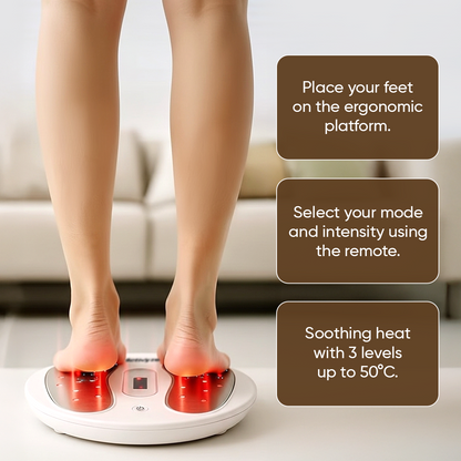 Activyze Smart EMS Heating Foot Massager with 20 Adjustable Intensities, 9 Stimulation Modes, Reduce Swelling, Relieve Pain & Support Leg Recovery Includes Remote-Control Electrode Pads