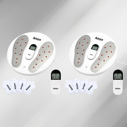 Activyze Smart EMS Heating Foot Massager with 20 Adjustable Intensities, 9 Stimulation Modes, Reduce Swelling, Relieve Pain & Support Leg Recovery Includes Remote-Control Electrode Pads